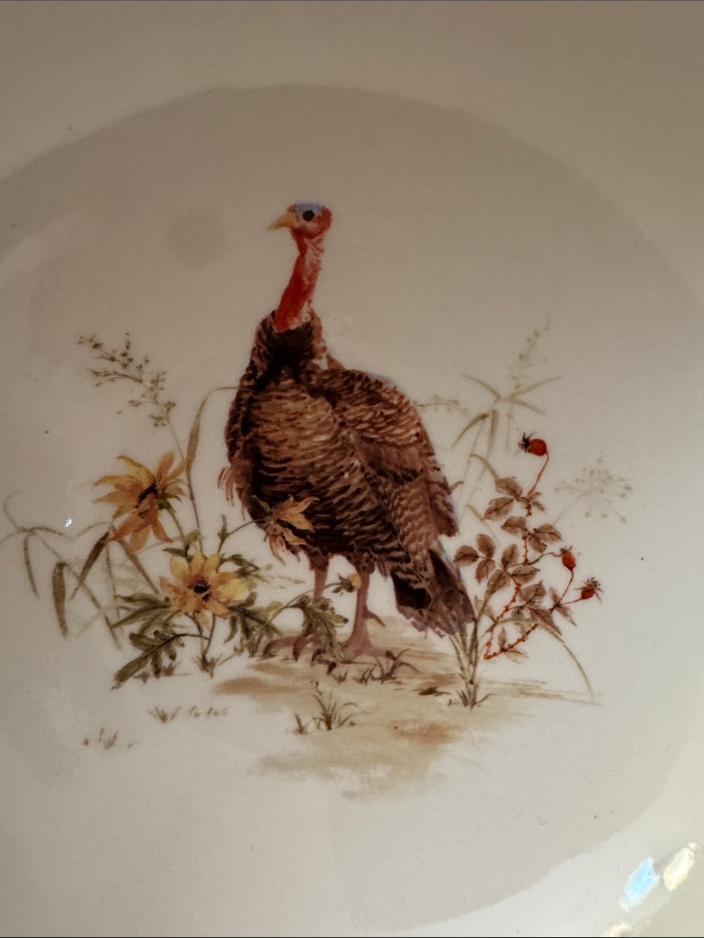 NWOT 2pc POTTER'S STUDIO Scalloped Stoneware  Fall Turkey Serving Bowl -8"x3.5"D - Picture 8 of 11